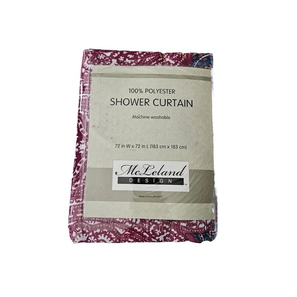 Mcleland Design Shower Curtain Paisley Teal And Purple.‎ 100% Polyester 72x72